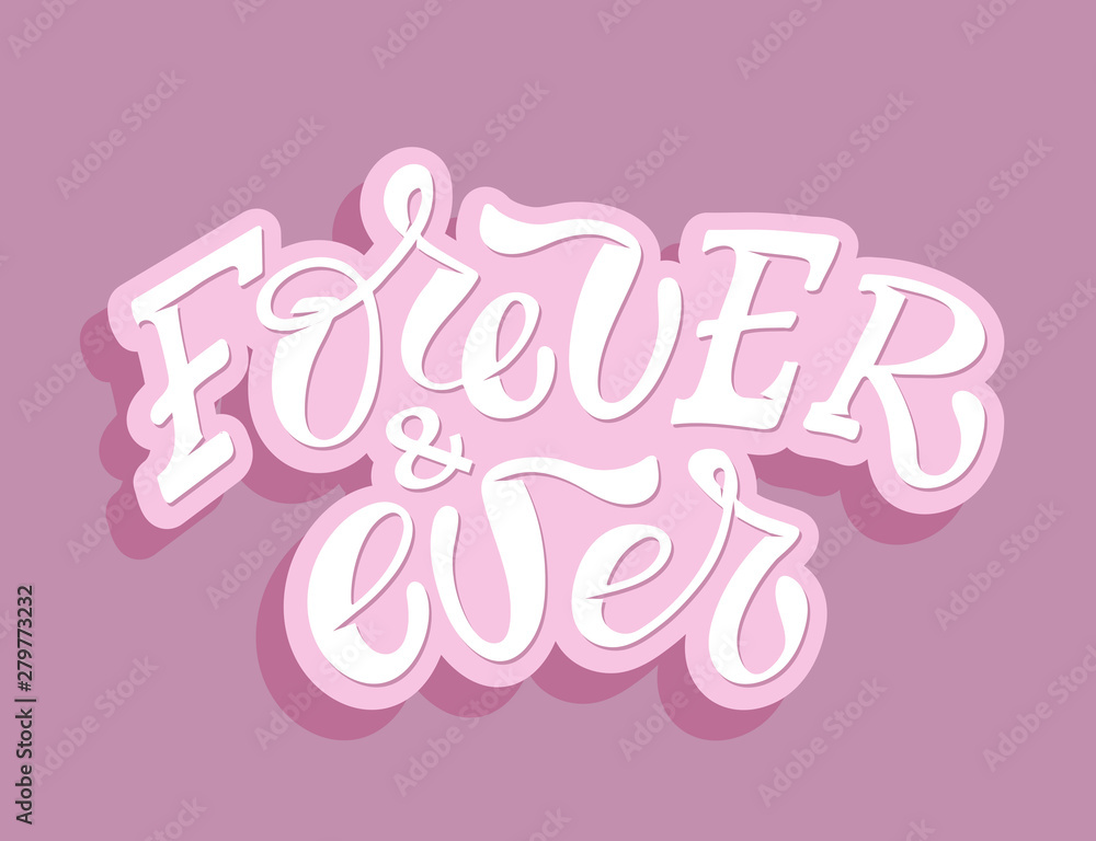 Togethre forever- cute hand drawn lettering poster art banner. Together & Ever