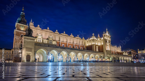 Cracow old town market night view