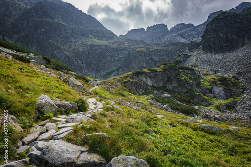 Mountain hiking trail in tatra mountains 