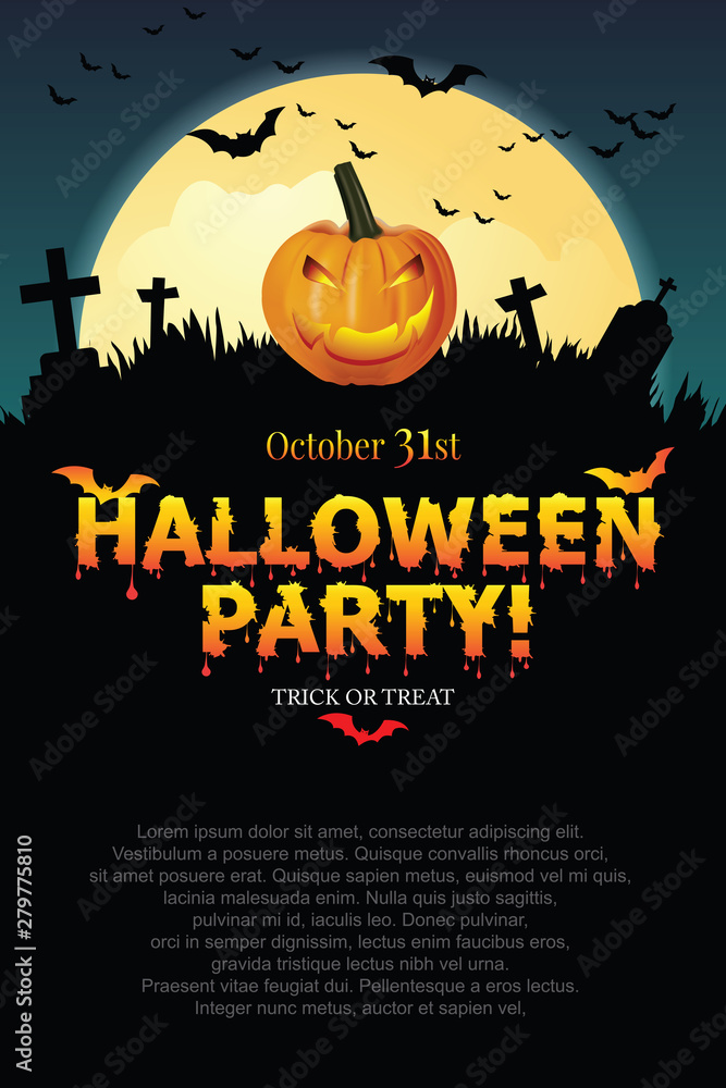 Halloween party poster with Pumpkin ghost. Halloween party poster with Pumpkin ghost.