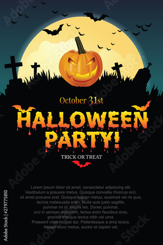 Halloween party poster with Pumpkin ghost.
