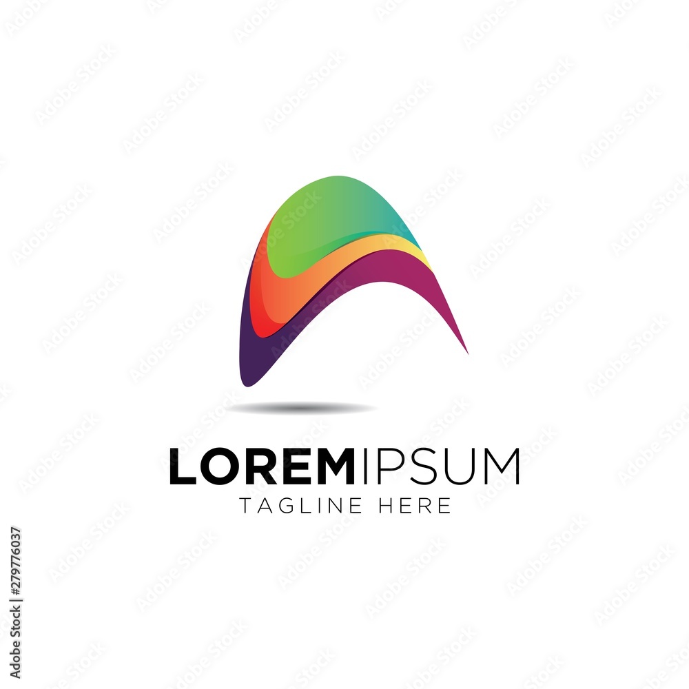 Letter A logo design template.Abstract colorful initial A icon Letter A logo design template.Abstract colorful initial A icon