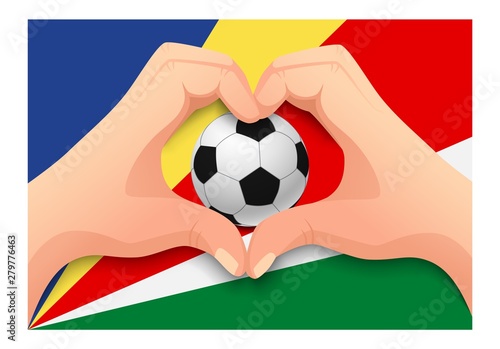 Seychelles soccer ball and hand heart shape