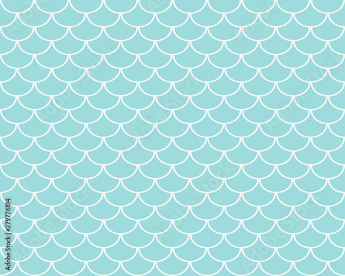 Fish scales seamless pattern, pastel turquoise abstract background, vector illustration