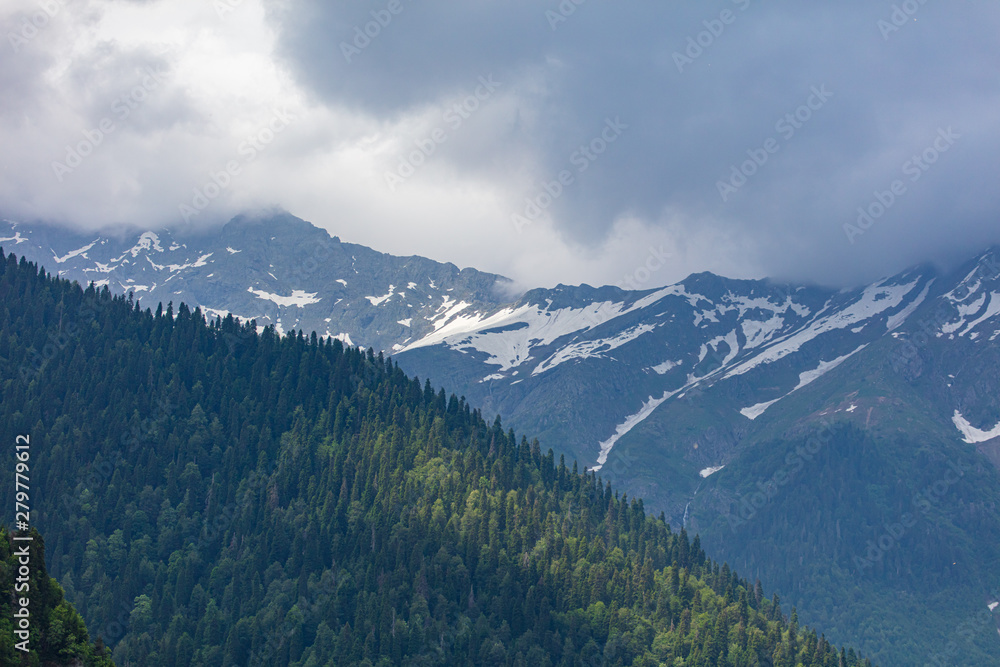 Beautiful mountains in the park in the Caucasus