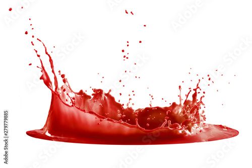 red paint splash isolated on white background photo