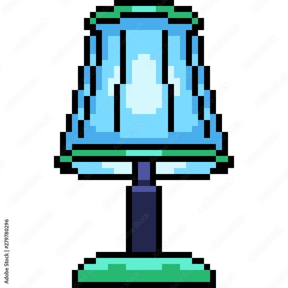 vector pixel art blue lamp