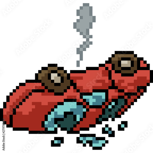 vector pixel art car crash