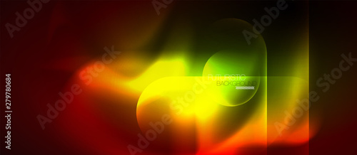 Neon glowing techno lines, blue hi-tech futuristic abstract background template