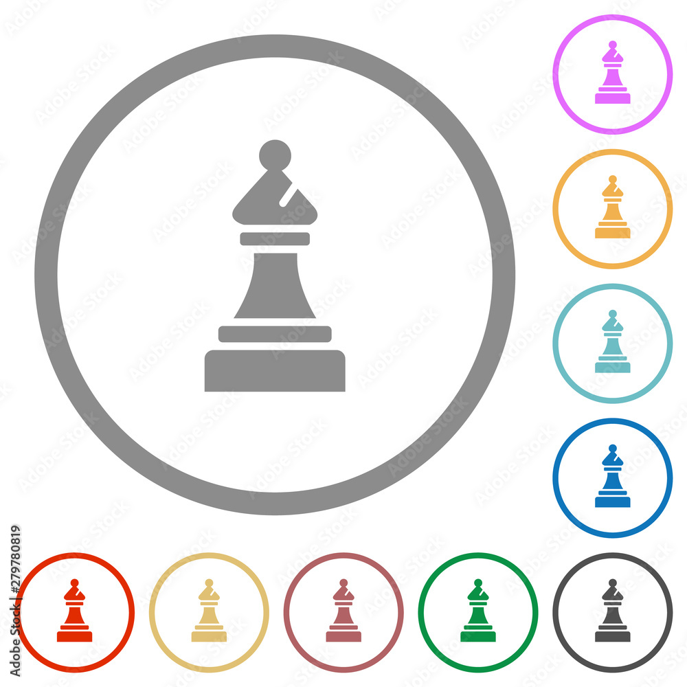 Black chess bishop flat icons with outlines Black chess bishop flat icons with outlines