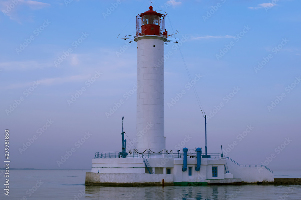 Lighthouse in Odessa in the evening, Ukraine, Black sea