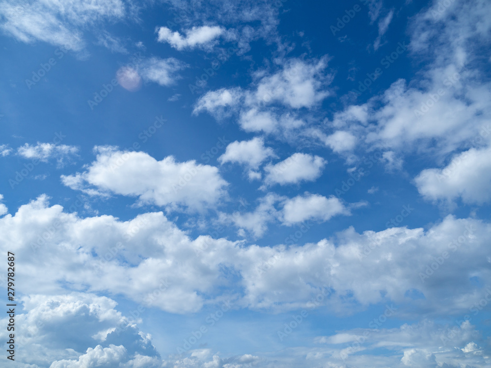 Sunny background, blue sky with white clouds and sun, Natural landscape Sunny background, blue sky with white clouds and sun, Natural landscape