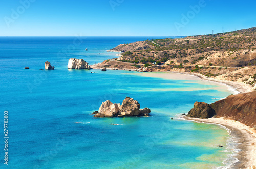 View from above on Petra tou Romiou sea stack