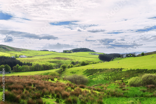 Farmland fields in Kintyre in the Highlands of Scotland