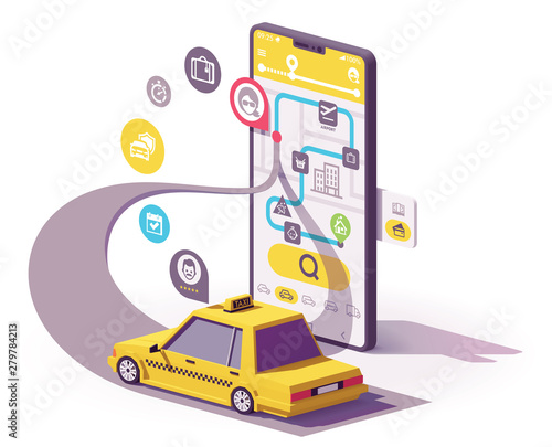 Vector taxi mobile app illustration