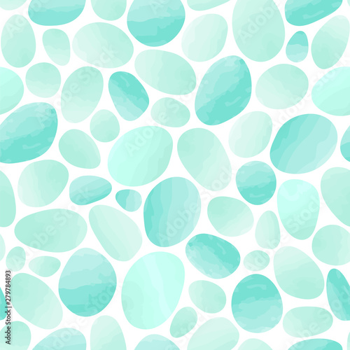 Seamless vector pattern with lovely pebbles. Background with watercolor effect.