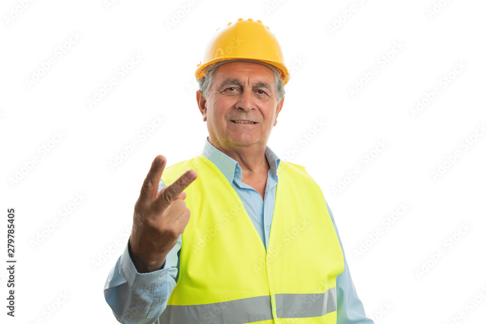 Builder making stop gesture Builder making stop gesture