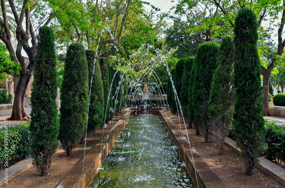Alley with fountains in the Park Alley with fountains in the Park