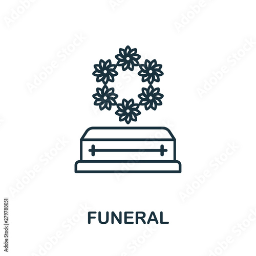 Funeral outline icon. Thin line style icons from insurance icons collection. Web design, apps, software and printing simple funeral icon