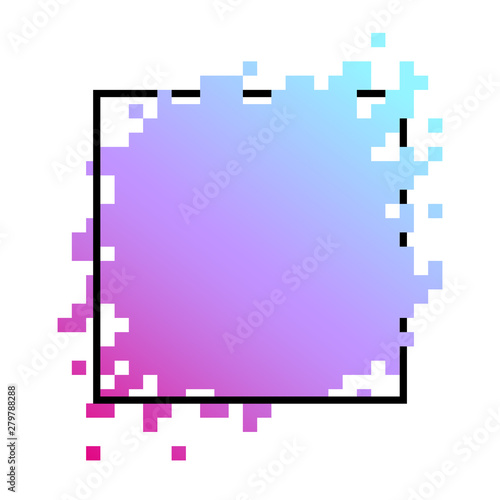 Colorful square pixel banner isolated on white.