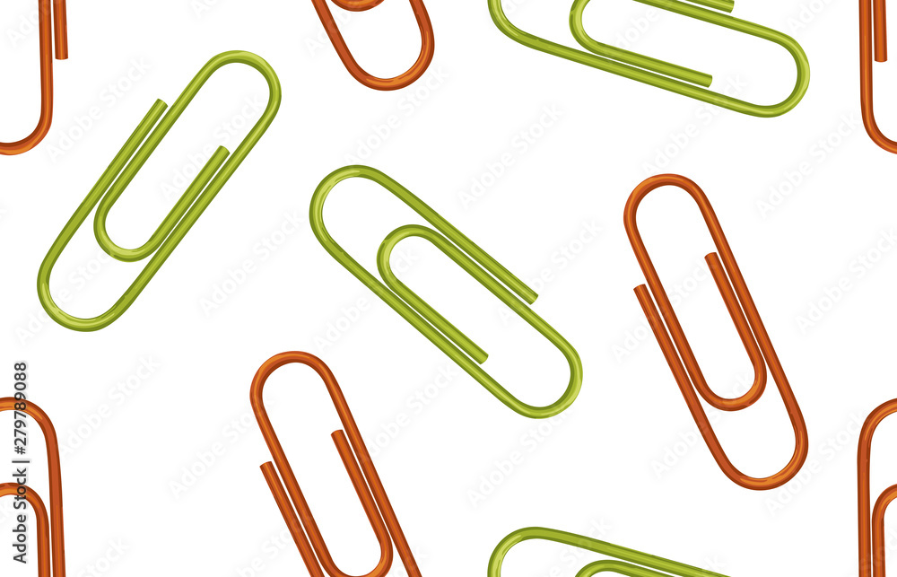 Seamless back to school pattern with colored paper clips. Seamless back to school pattern with colored paper clips.