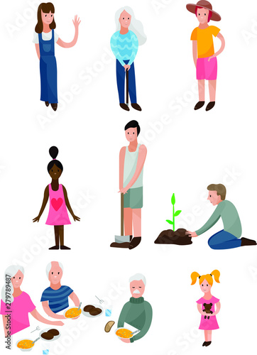 Big characters set on ehite background vector illustration hand draw desing