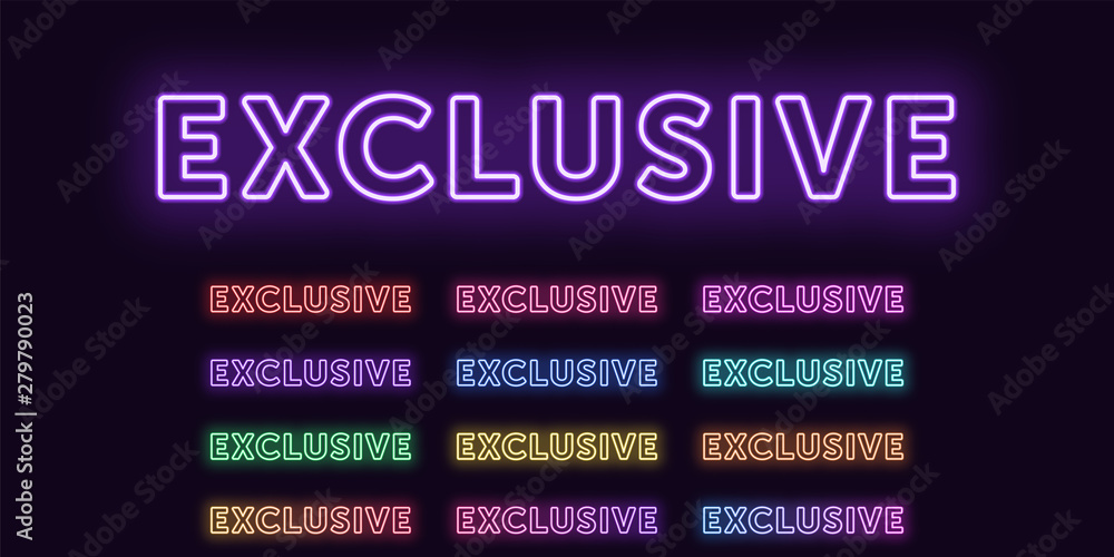 Neon text Exclusive, expressive Title, glow word Neon text Exclusive, expressive Title, glow word