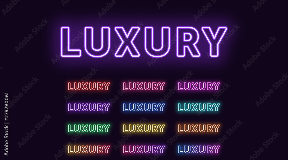 Fototapeta Neon text Luxury, expressive Title, word Luxury