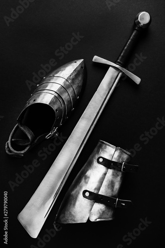 Weapons and armor for historical battles. photo