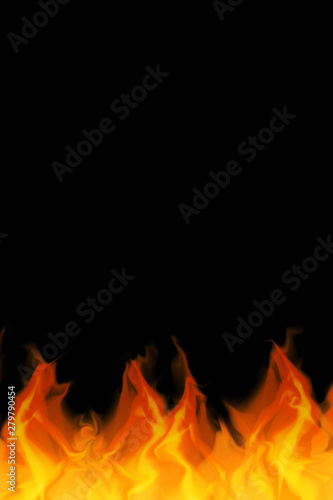 Illustration of flame. black background. 炎のイラスト 黒背景 