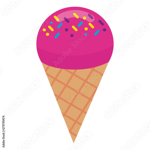 sweet cone ice cream on white background