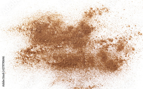 Cinnamon powder isolated on white background  top view