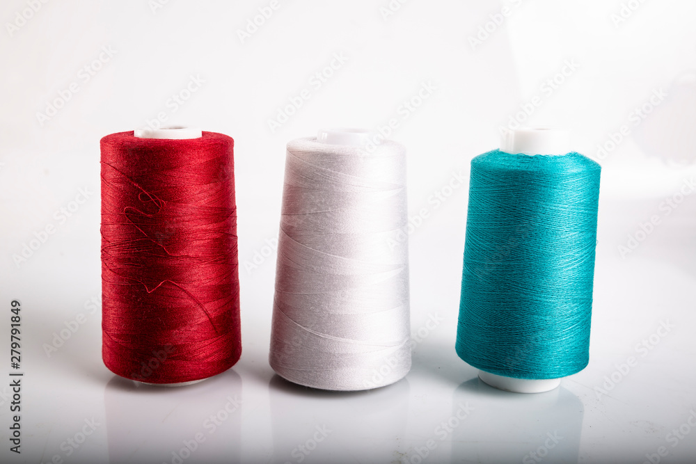 Bobbin of thread. Bobbins of colorful cotton threads. Sewing accessories Bobbin of thread. Bobbins of colorful cotton threads. Sewing accessories