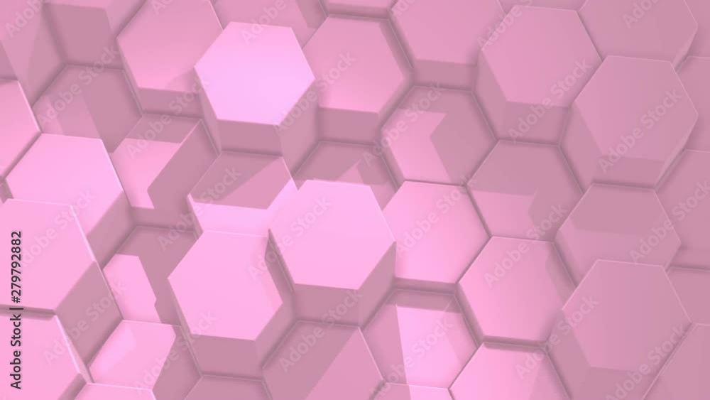 Abstract hexagonal pink, moving grid of hexagons with light and shadows. Looped animation, 3d Abstract hexagonal pink, moving grid of hexagons with light and shadows. Looped animation, 3d