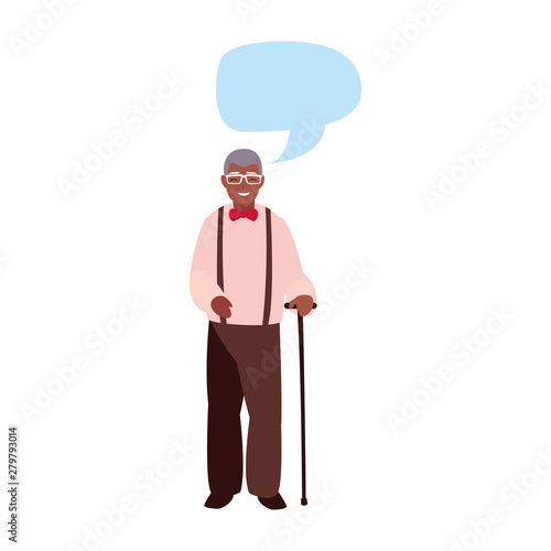 elderly man with walk stick