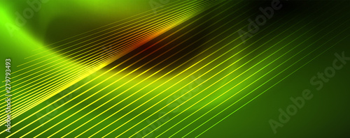 Shiny color neon light with lines, abstract wallpaper, shiny motion, magic space light. Techno abstract background