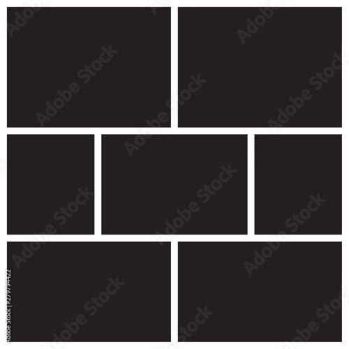 Vector mood board of seven frames. Photo collage templates.