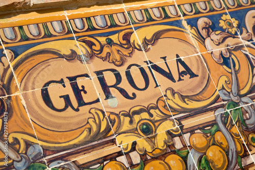 Gerona Sign; Plaza de Espana Square; Seville