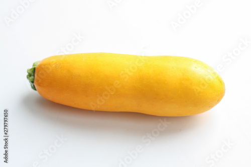 Ripe yellow zucchini isolated on white background