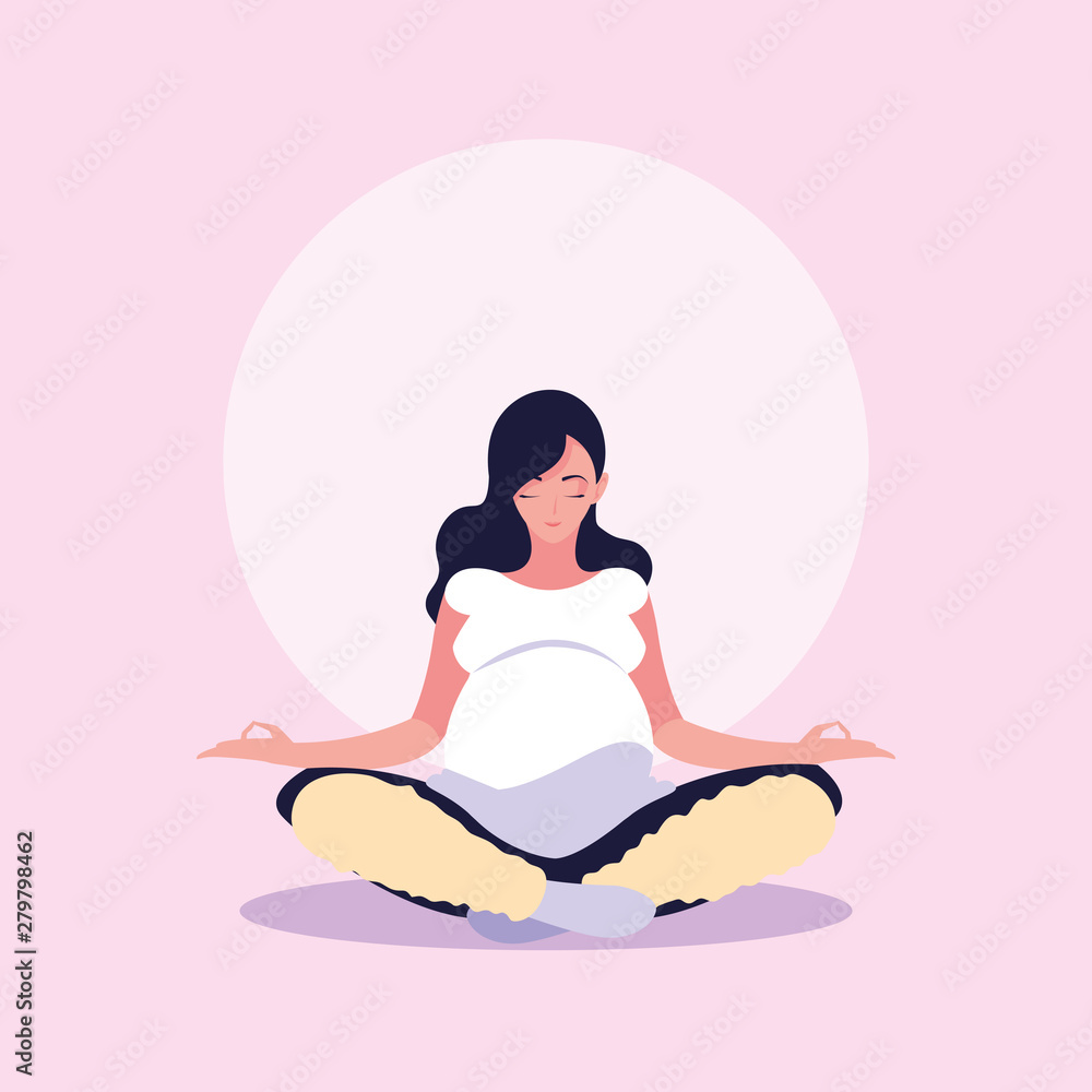 woman pregnant lotus position avatar character