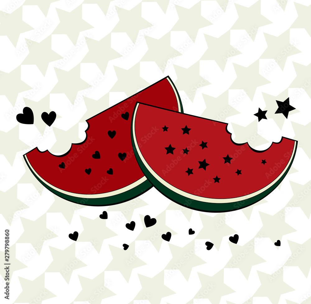 Juicy bright summer illustration. Slices of ripe watermelon . Juicy bright summer illustration. Slices of ripe watermelon .