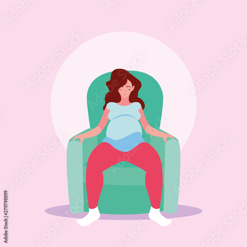 woman pregnant sitting in sofa avatar character