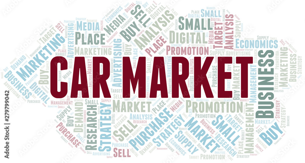 Obraz premium Car Market word cloud. Vector made with text only.