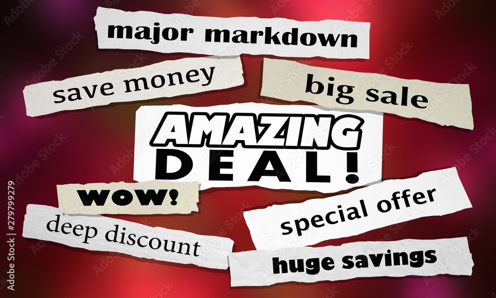 Φωτογραφία Amazing Deal Big Sale Special Offer Discount News Headlines 3d Illustration