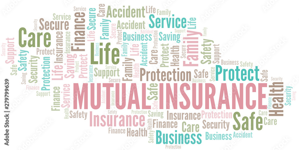 Mutual Insurance word cloud vector made with text only.