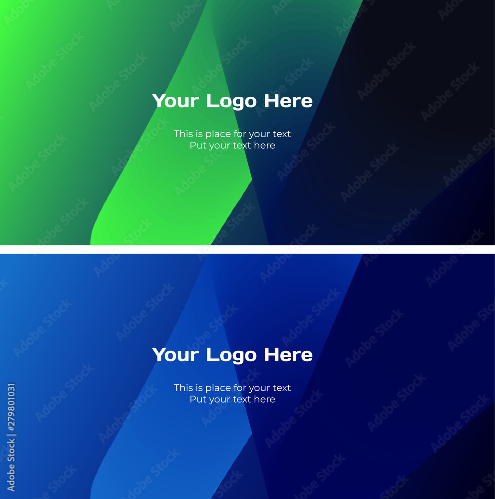 Fototapeta premium Technology, science and business background banners set in green, blue and purple colors. Vector illustration, design element.