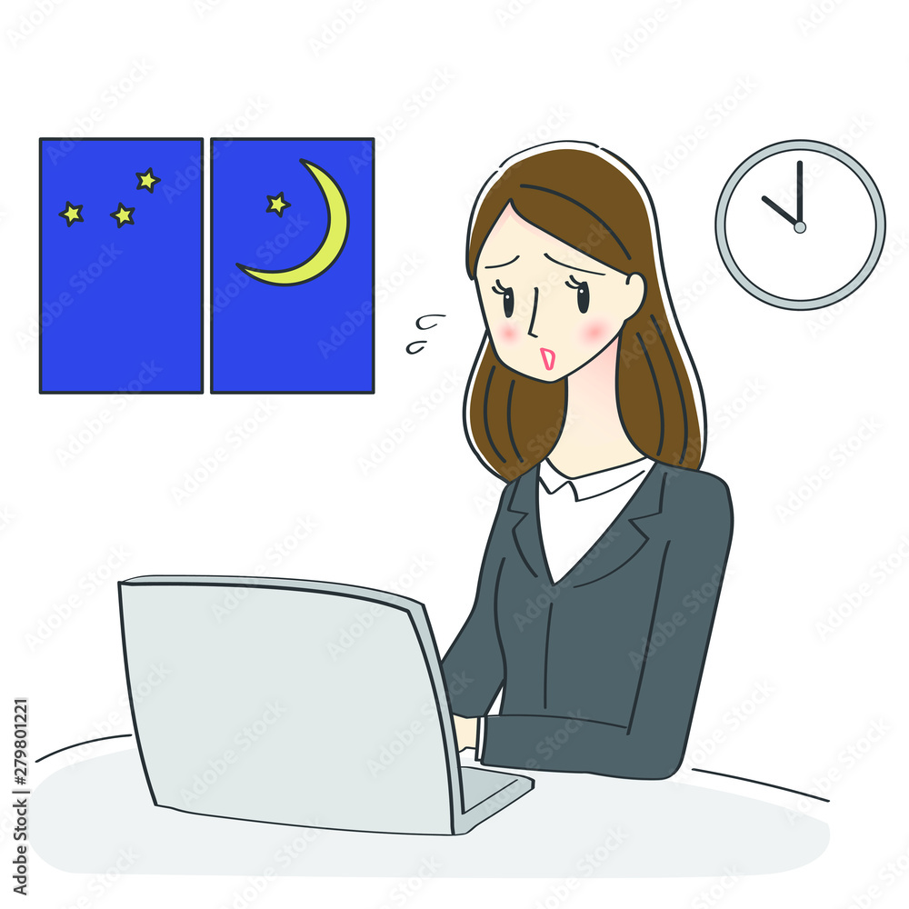 残業する女性のイラスト Stock Vector Adobe Stock 残業する女性のイラスト Stock Vector Adobe Stock