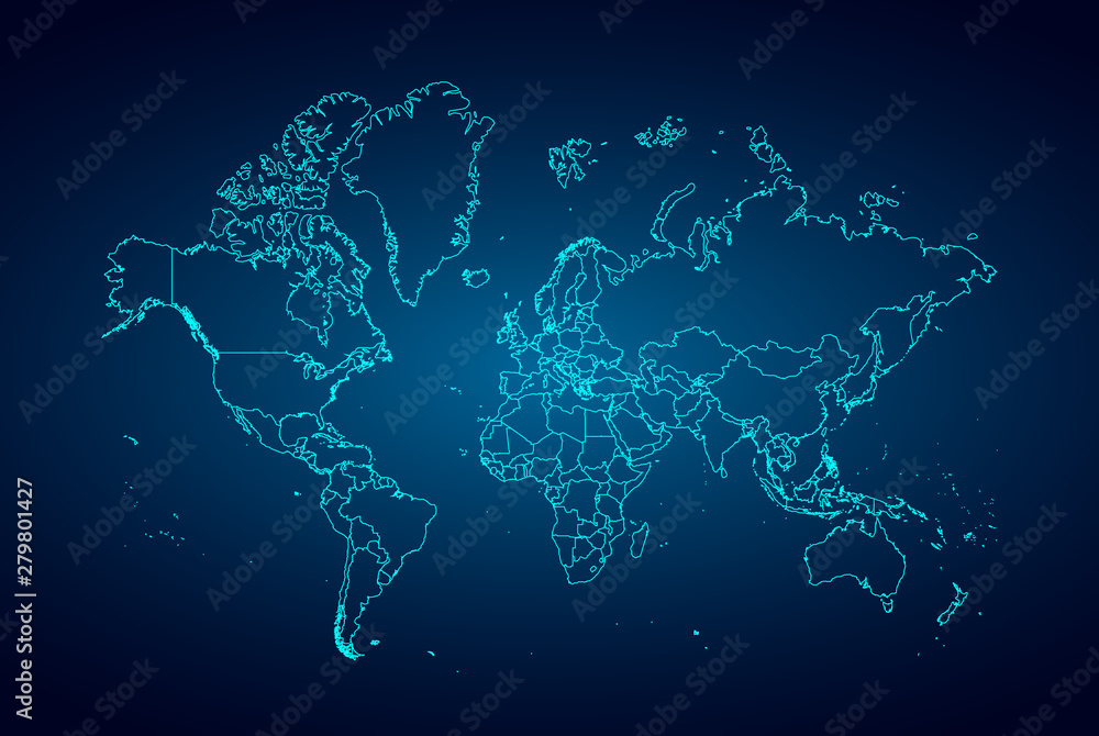 world map digital tech background