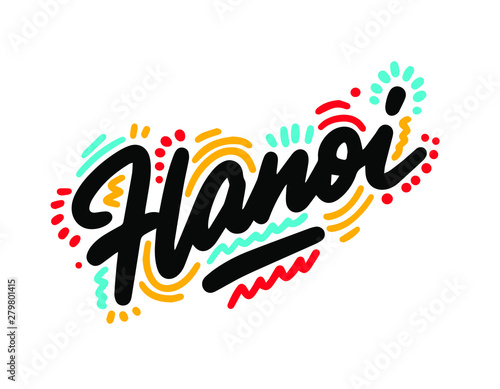 Hanoi city text design on withe background for typographic logo icon design