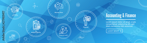 Accountant or Accounting Icon Set & Web Header Banner